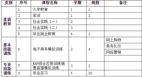 實踐教學環節安排表