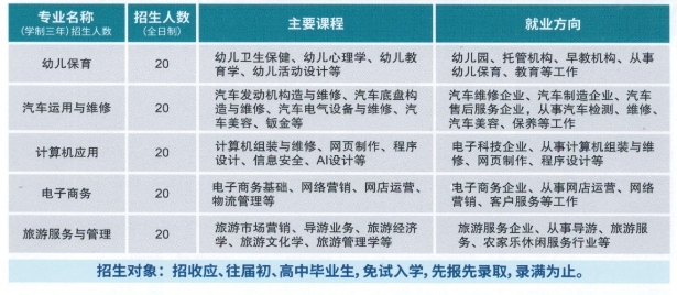 龍州縣職業教育中心2025年招生簡章